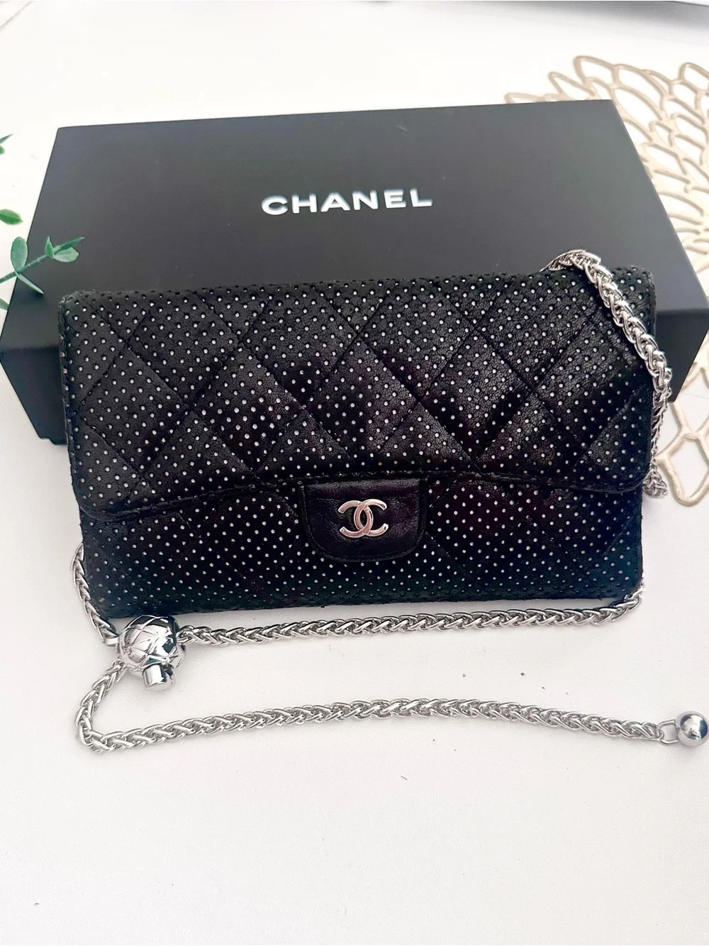 CHANEL Perforated Gusset Flap Wallet